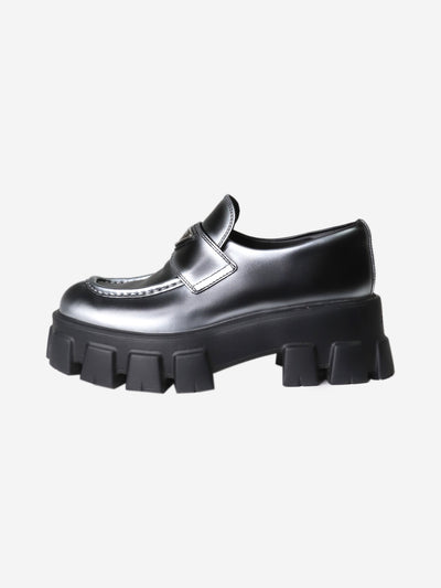 Black and silver chunky metallic loafers - size EU 38.5 Flat Shoes Prada 