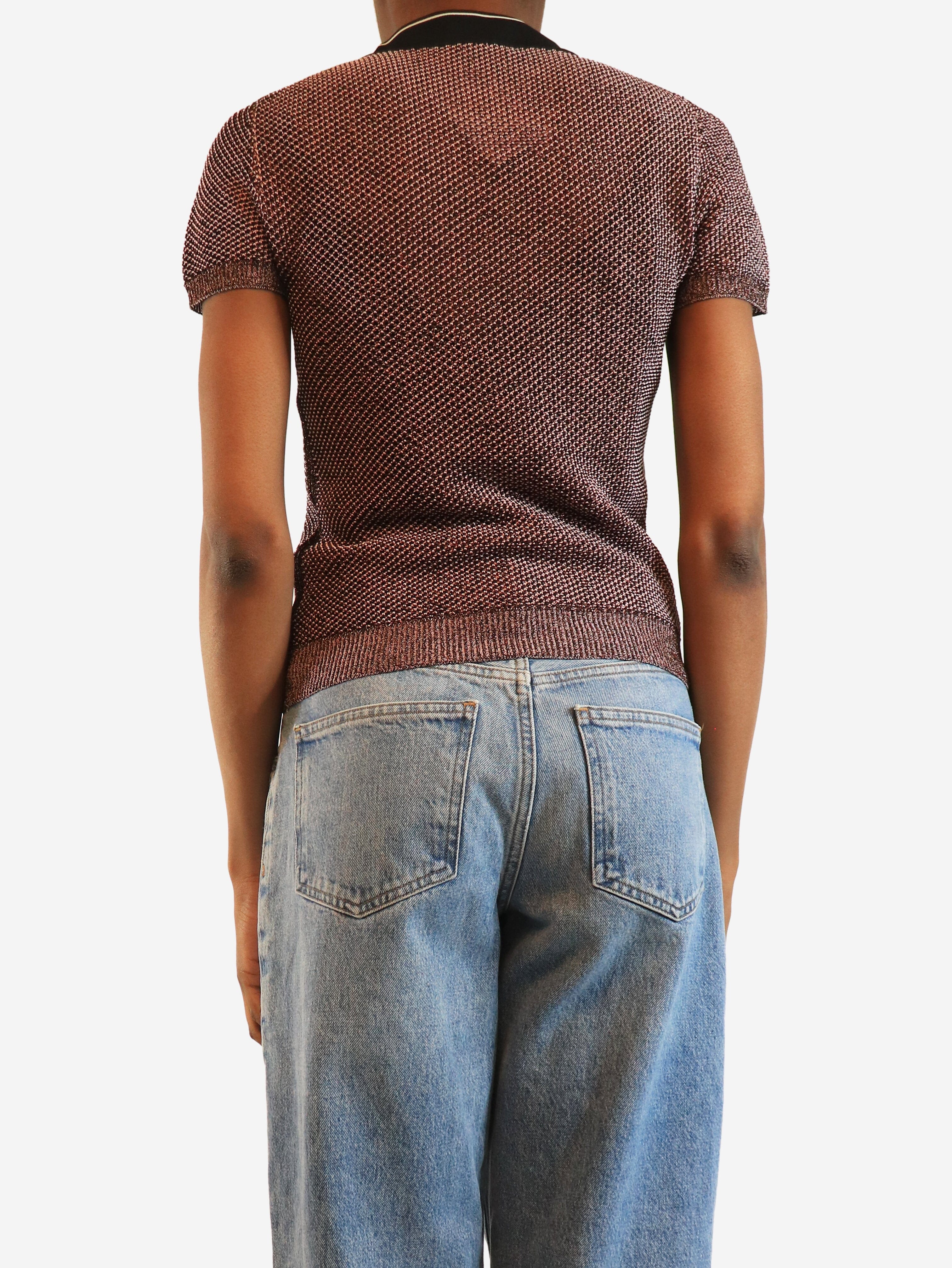 Pink lurex knit t-shirt - size UK 8 Knitwear Prada 