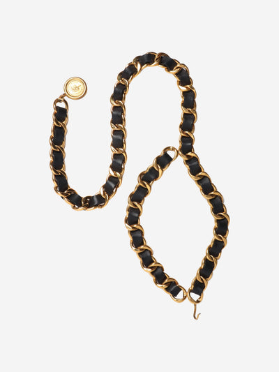 Vintage black and gold leather chain belt Belts Chanel 