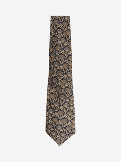 Navy silk printed tie Ties Jim Thompson 