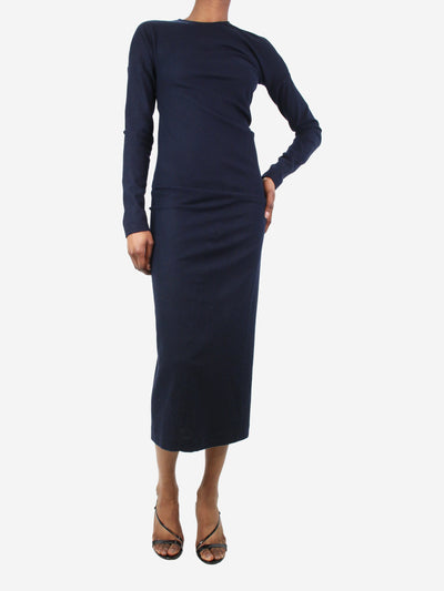 Navy blue twisted flannel dress - size UK 6 Dresses Toteme 