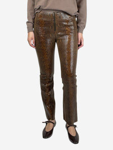 SPRWMN Brown leather snakeskin trousers - size S