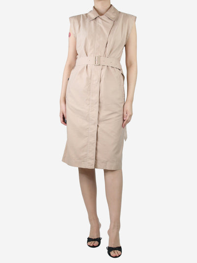 Neutral sleeveless belted midi dress - size UK 10 Dresses Burberry 