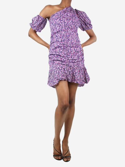 Purple one-shoulder floral ruched dress - size UK 8 Dresses Isabel Marant Etoile 