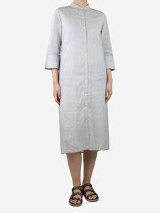 Bamford Grey cotton and linen-blend buttoned midi dress - size UK 10