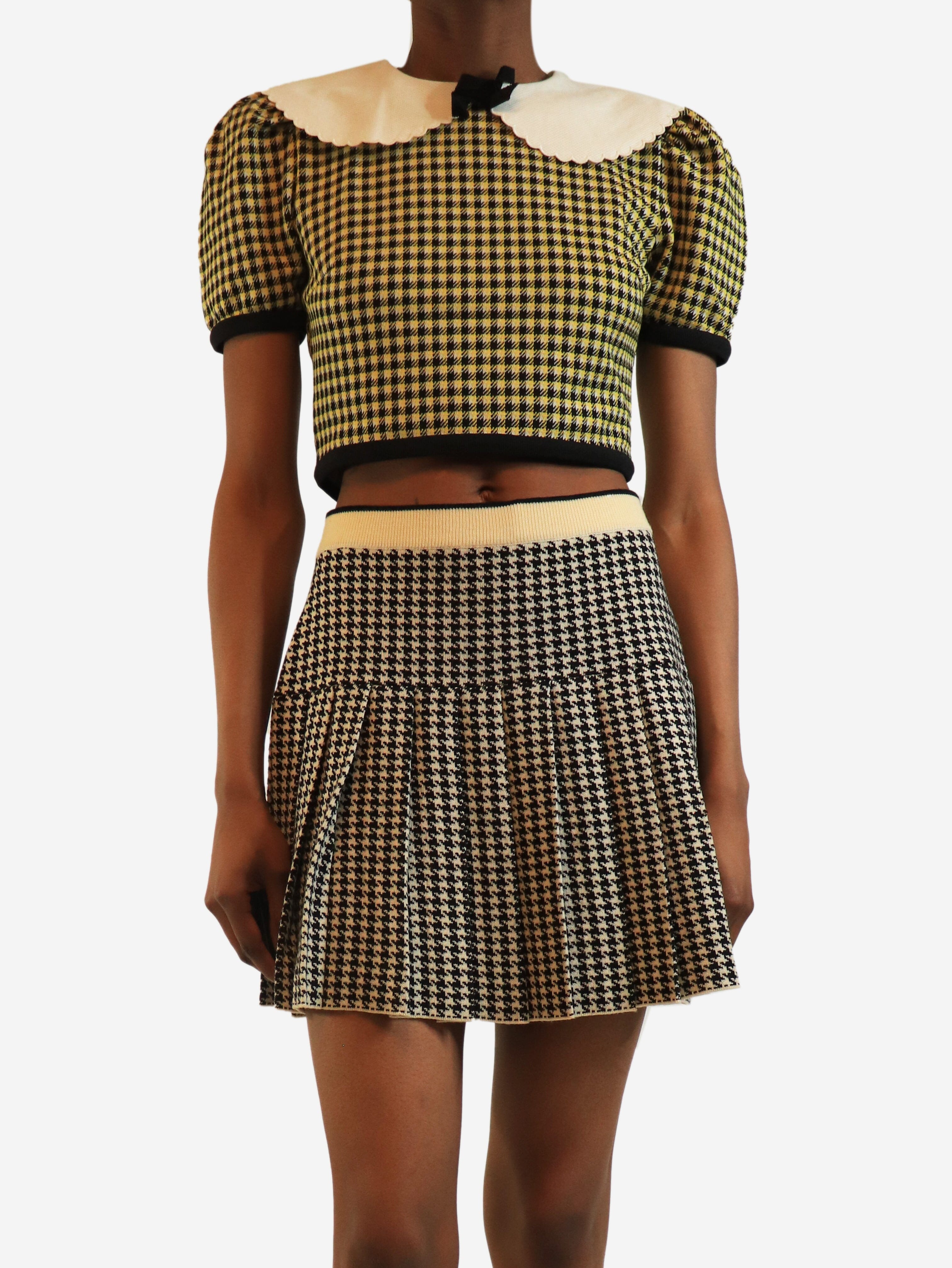 Yellow babydoll collar houndstooth crop top - size M Tops Miu Miu 