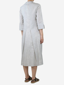 Bamford Grey cotton and linen-blend buttoned midi dress - size UK 10