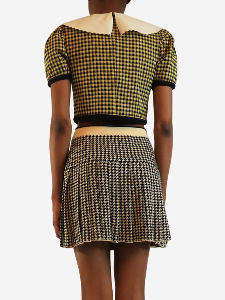 Yellow babydoll collar houndstooth crop top - size M alternate image