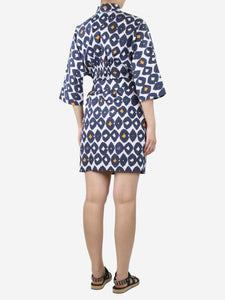 Max Mara Navy blue printed shirt dress - size UK 8