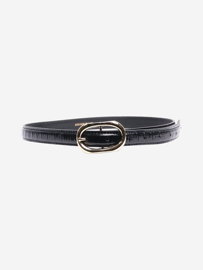 Black skinny croc-embossed leather belt Belts Anine Bing 