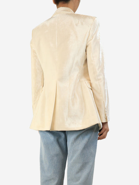 Cream velvet double-breasted jacket - size UK 10 alternate image