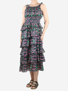 Devotion Multi printed tiered midi dress - size S