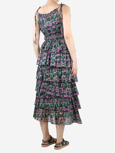 Devotion Multi printed tiered midi dress - size S