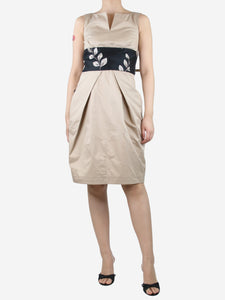 Sportmax Beige sleeveless cotton midi dress - size UK 8