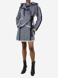 Lanvin Blue fringe patterned jacket and dress - size UK 10