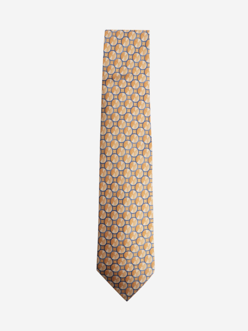 Gold silk printed tie
