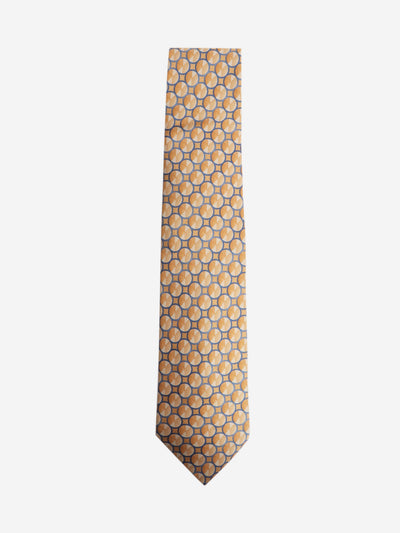Gold and blue silk printed tie Ties Lanvin 