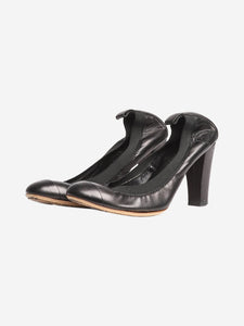 Chanel Black elasticated-detail leather heels - size EU 35.5