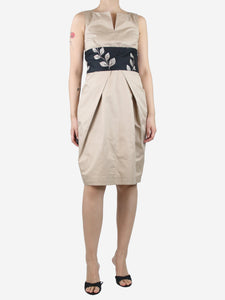 Sportmax Beige sleeveless cotton midi dress - size UK 8