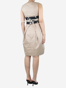 Sportmax Beige sleeveless cotton midi dress - size UK 8