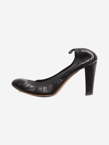 Chanel Black elasticated-detail leather heels - size EU 35.5