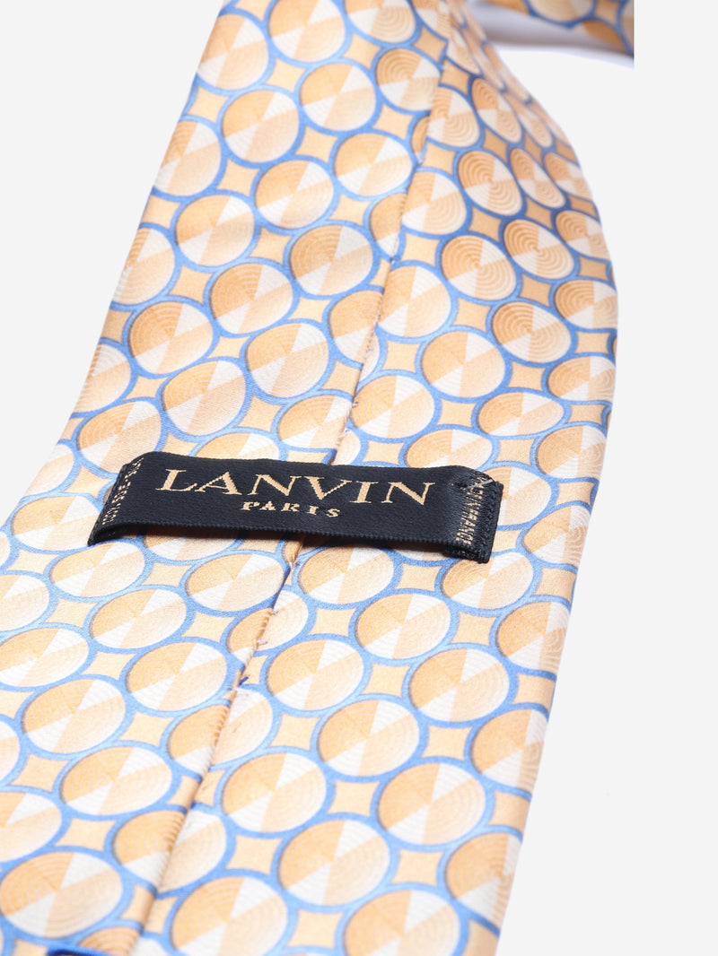 Gold and blue silk printed tie Ties Lanvin 