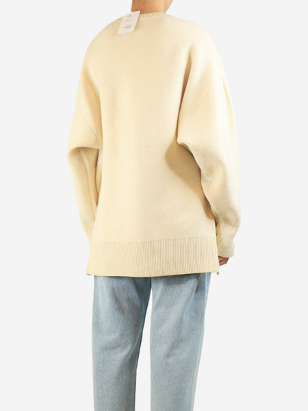 Cream double-knit sweater - size S alternate image