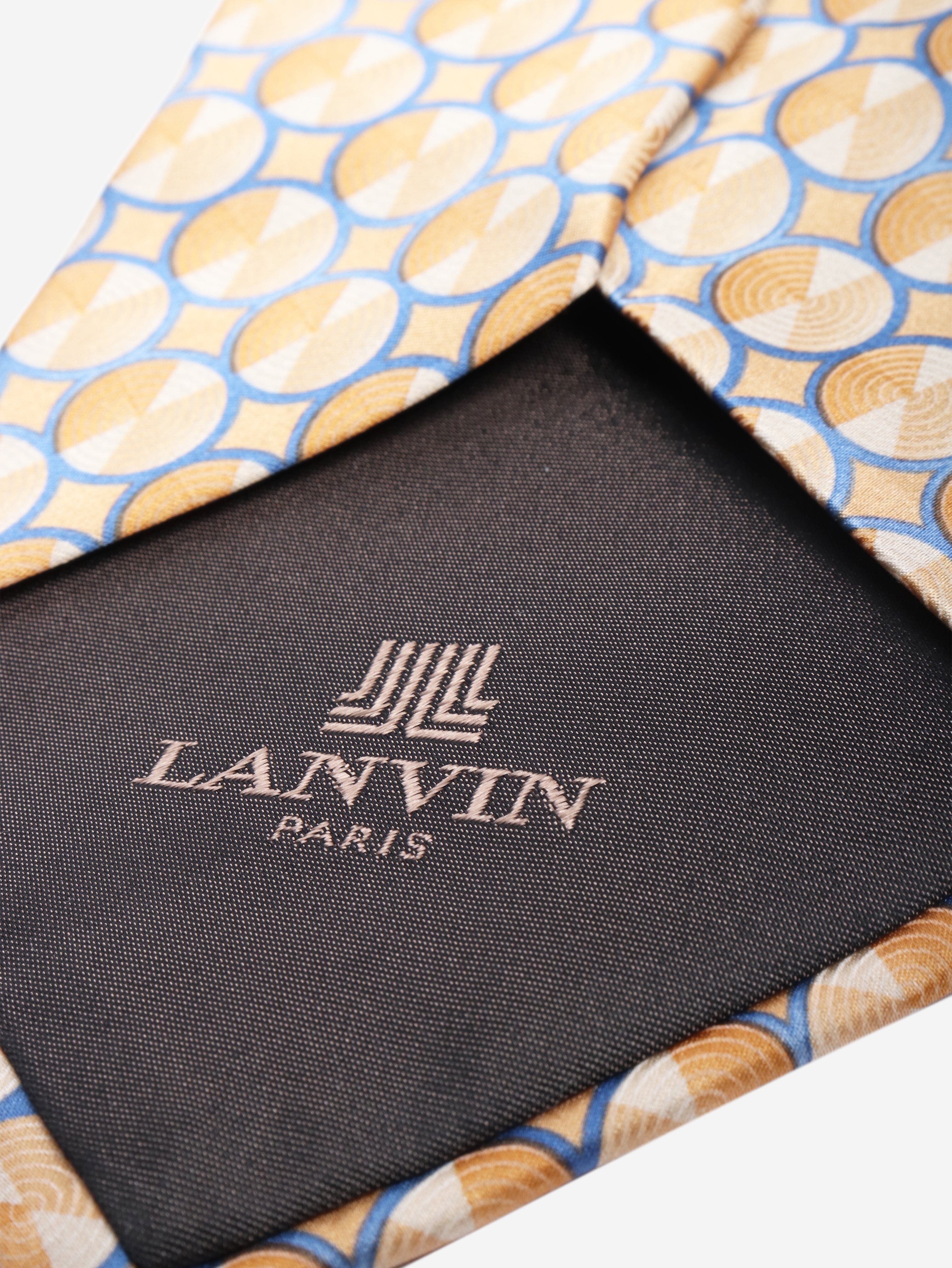 Gold and blue silk printed tie Ties Lanvin 