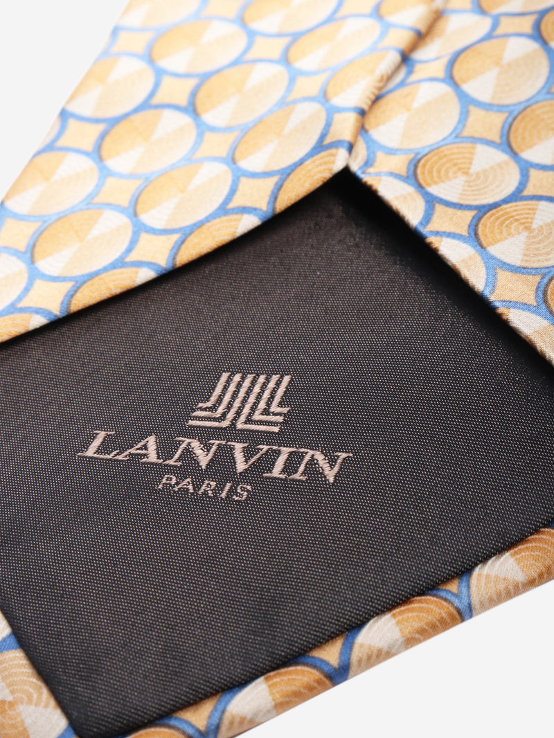 Gold and blue silk printed tie Ties Lanvin 