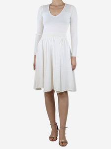 Temperley White textured V-neck midi dress - size S