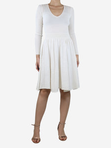 Temperley White textured V-neck midi dress - size S