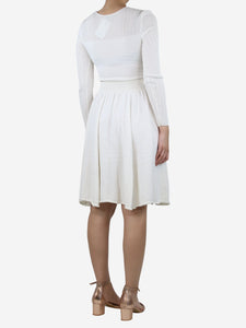 Temperley White textured V-neck midi dress - size S