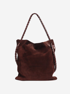 Brown suede cross body bag