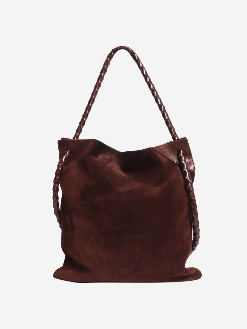 Brown suede cross body bag