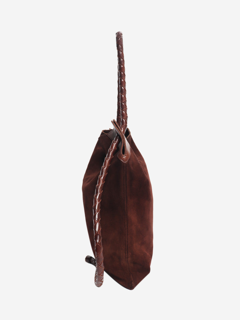 Brown suede cross body bag