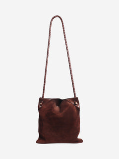 Brown suede cross body bag