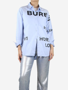 Burberry Blue Horseferry print cotton oxford oversized shirt - size UK 8