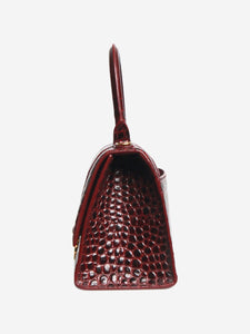 Balenciaga Burgundy small Hourglass crocskin bag