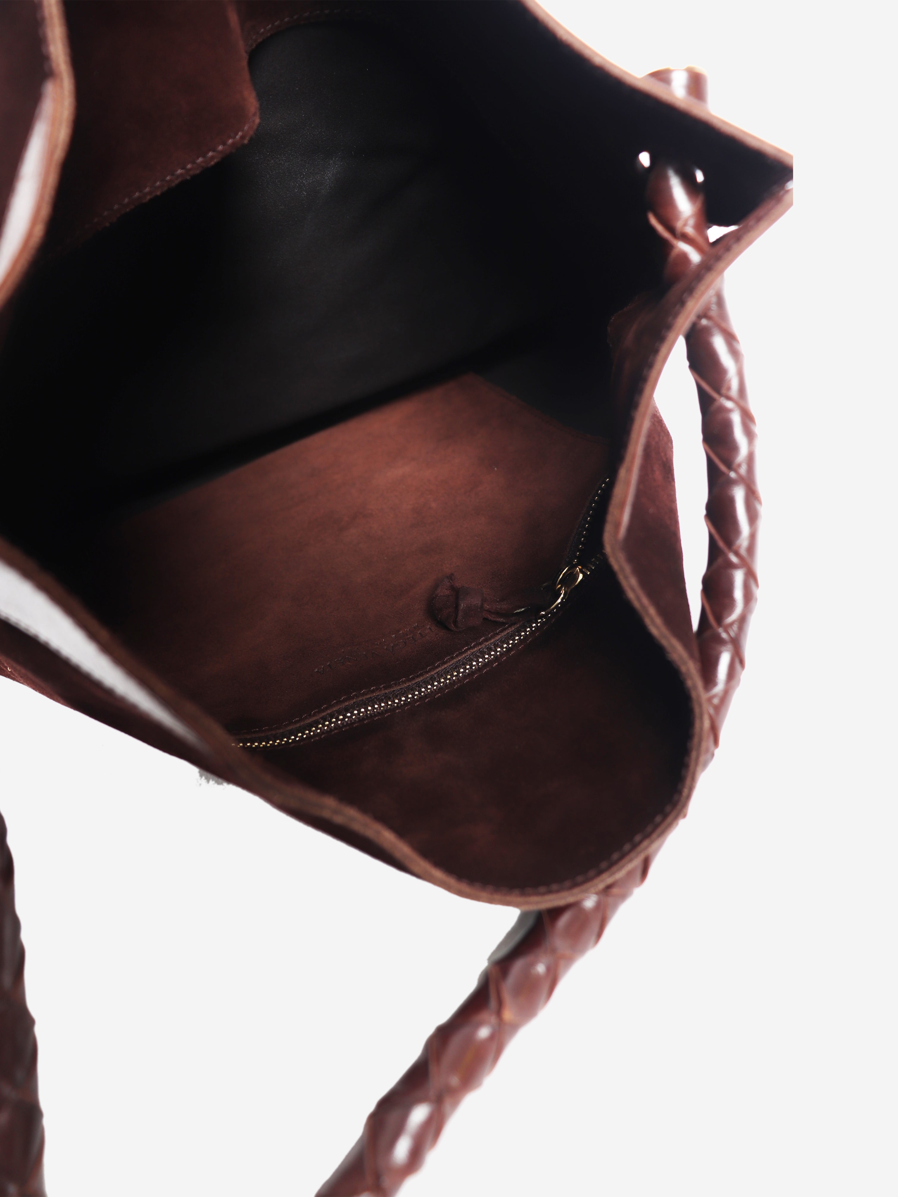 Brown suede cross body bag