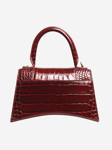 Balenciaga Burgundy small Hourglass crocskin bag