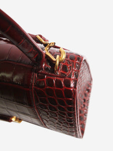 Balenciaga Burgundy small Hourglass crocskin bag