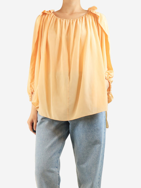Peach silk chiffon blouse - size UK 6 product image