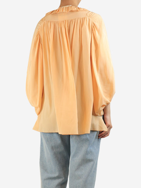 Peach silk chiffon blouse - size UK 6 alternate image