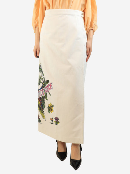 White floral maxi skirt - size UK 16 product image
