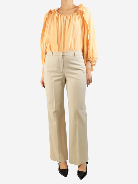 Beige straight-leg trousers - size UK 14 alternate image