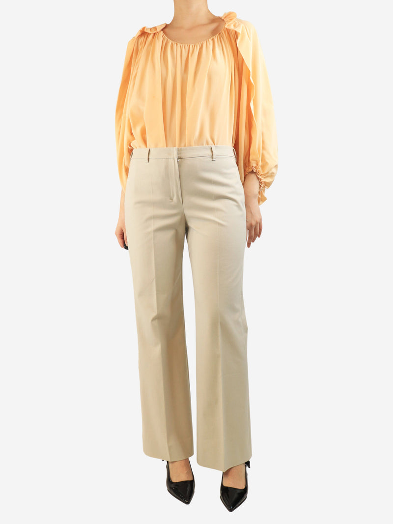 Beige straight-leg trousers - size UK 14 Trousers S Max Mara 