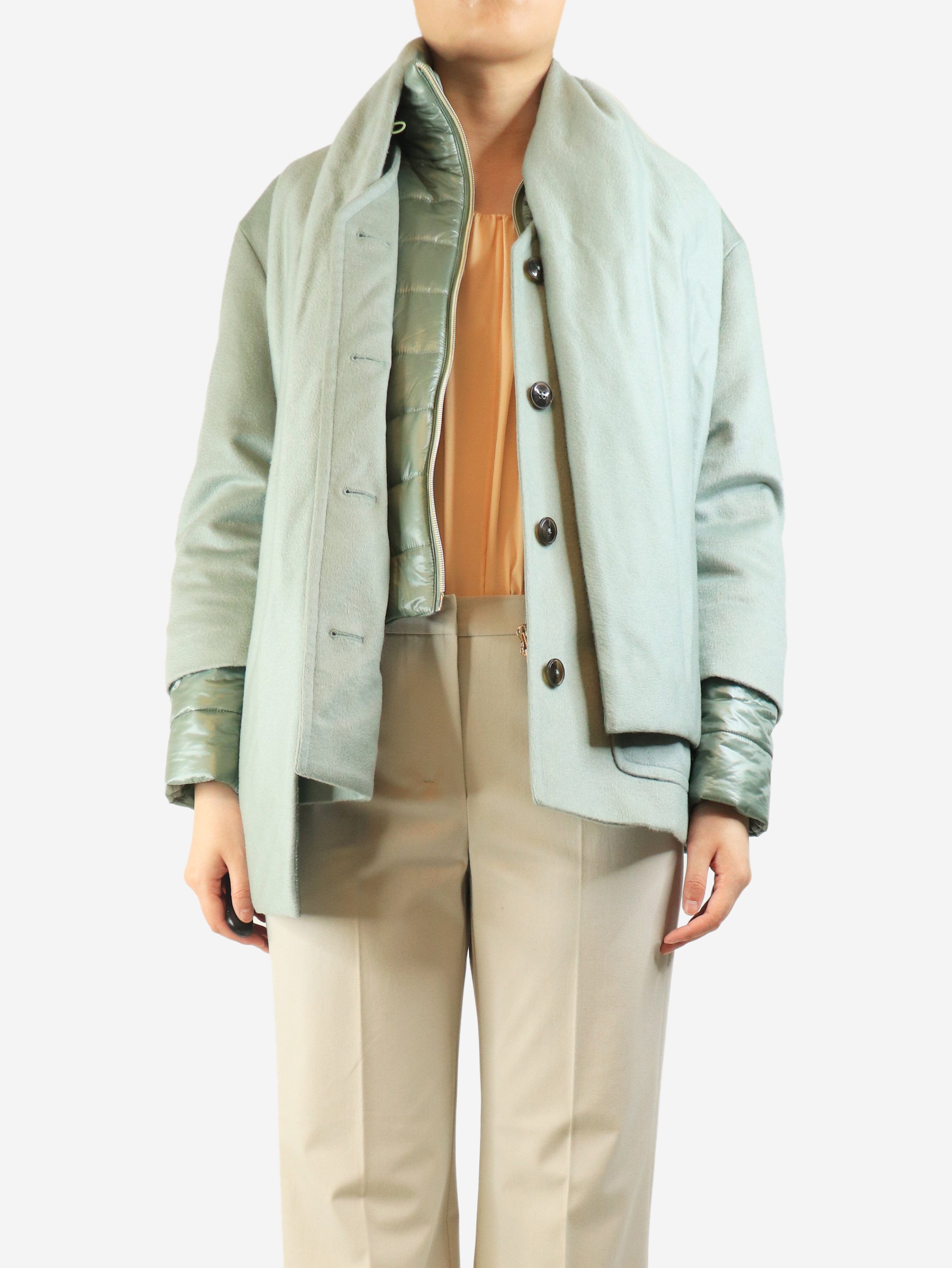 Sage green cashmere puffer-lined jacket - size UK 10 Coats & Jackets Herno 