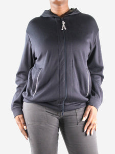 Brunello Cucinelli Blue sparkly trimmed hoodie - size XL