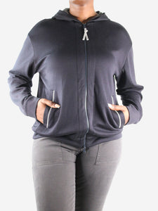 Brunello Cucinelli Blue sparkly trimmed hoodie - size XL