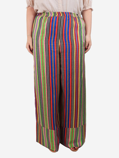 Multicolour silk striped wide-leg trousers - size L Trousers Pierre-Louis Mascia 